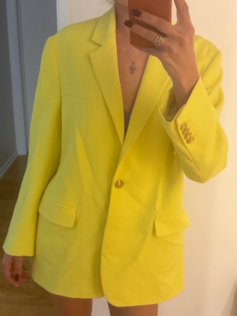 French Connection Neon Yellow Oversized Blazer